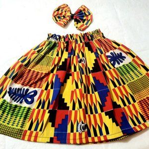 COPY - 2Pcs African Dashiki Ankara kids skirt Wt Clip Bow